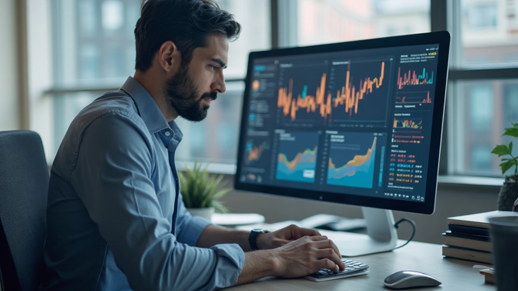 Специалист по цифровому маркетингу анализирует данные целевой аудитории на компьютере в современном офисе