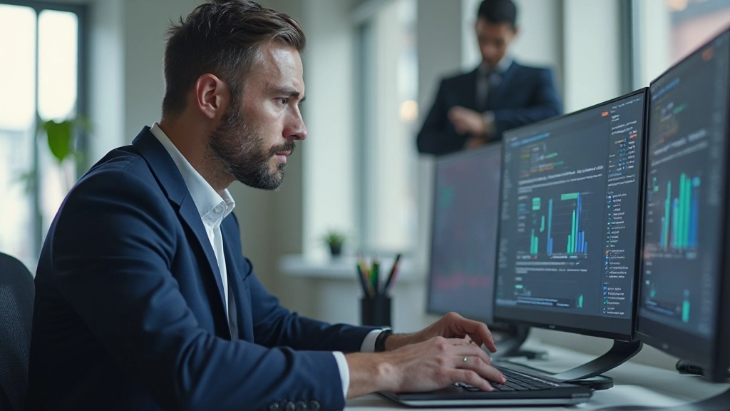 Профессиональный аналитик изучает данные целевой аудитории на экране ноутбука