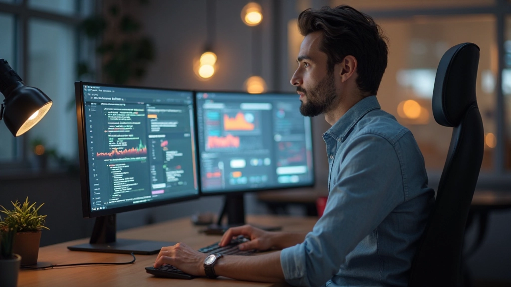 Дизайнер создаёт привлекательное объявление на компьютере